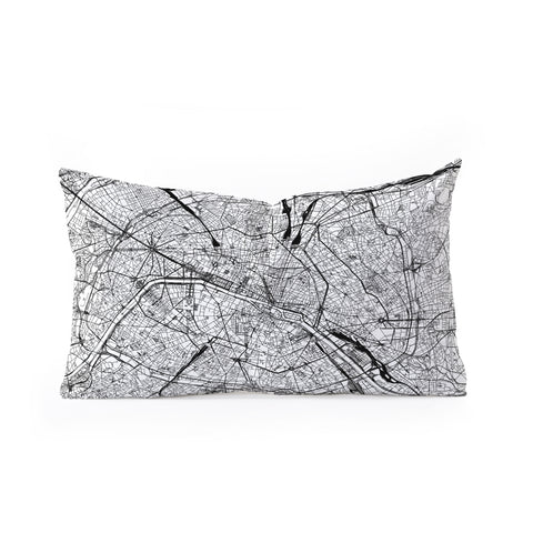 multipliCITY Paris White Map Oblong Throw Pillow