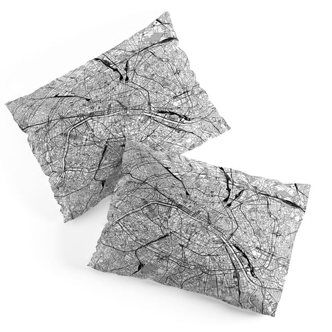 multipliCITY Paris White Map Pillow Shams