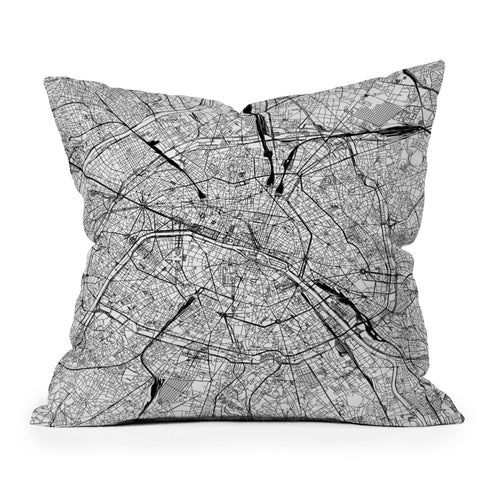multipliCITY Paris White Map Throw Pillow
