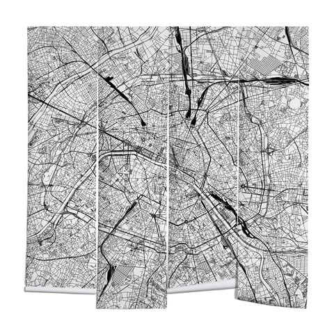 multipliCITY Paris White Map Wall Mural