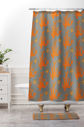 Mummysam Coral 3 Shower Curtain And Mat