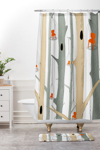 Mummysam Forest Of Chairs Shower Curtain And Mat