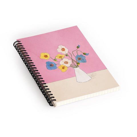Nadja Field Wildflowers Pink Spiral Notebook