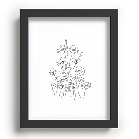 Nadja Poppy Flowers Line Art Recessed Framing Rectangle