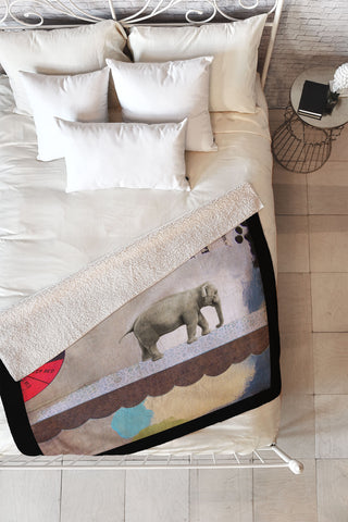 Natalie Baca Abstract Circus Elephant Fleece Throw Blanket