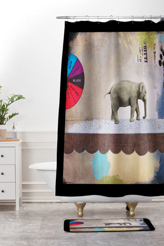 Natalie Baca Abstract Circus Elephant Shower Curtain And Mat