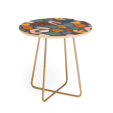 Natalie Baca Abstract Shapes Gray Round Side Table