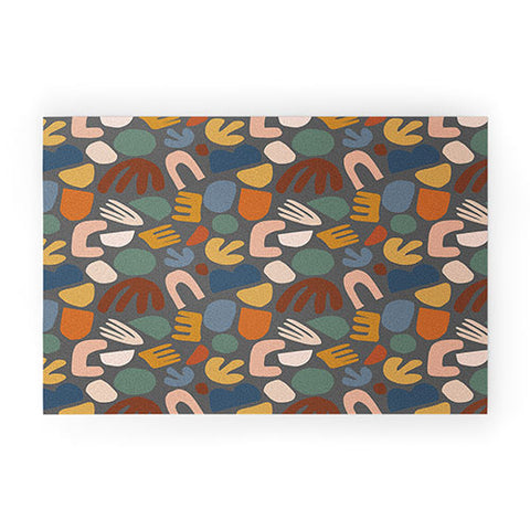 Natalie Baca Abstract Shapes Gray Welcome Mat
