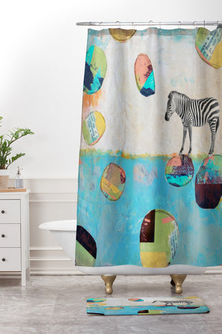 Natalie Baca Abstract Zebra Shower Curtain And Mat