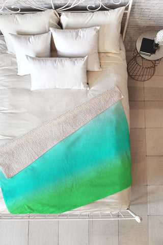 Natalie Baca Aquamarine Ombre Fleece Throw Blanket