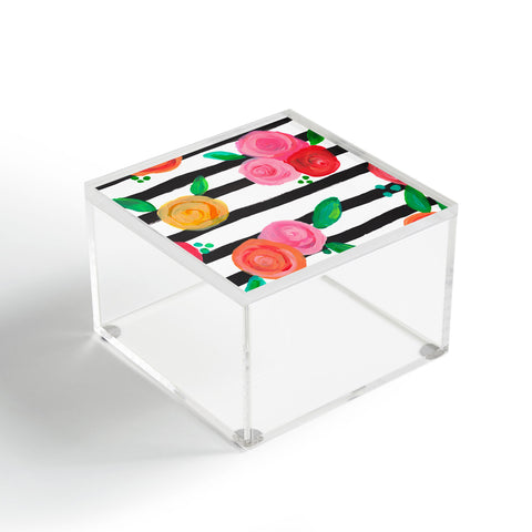 Natalie Baca Black Stripes and Blooms Acrylic Box