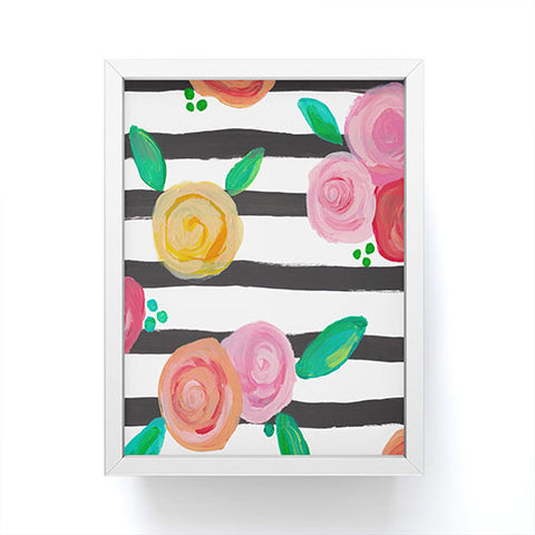 Natalie Baca Black Stripes and Blooms Framed Mini Art Print