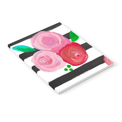 Natalie Baca Black Stripes and Blooms Notebook