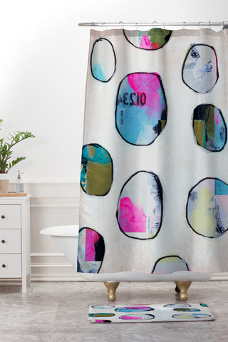 Natalie Baca Circles In Neon Shower Curtain And Mat