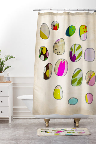 Natalie Baca Circles In Spring Shower Curtain And Mat