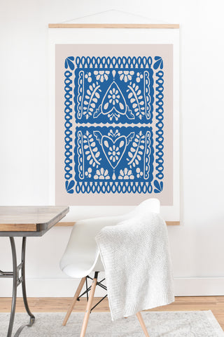 Natalie Baca Fiesta de Corazon in Blue Art Print And Hanger