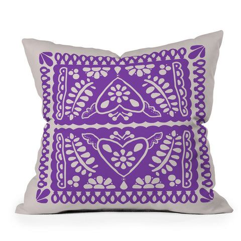 Natalie Baca Fiesta de Corazon in Purple Throw Pillow