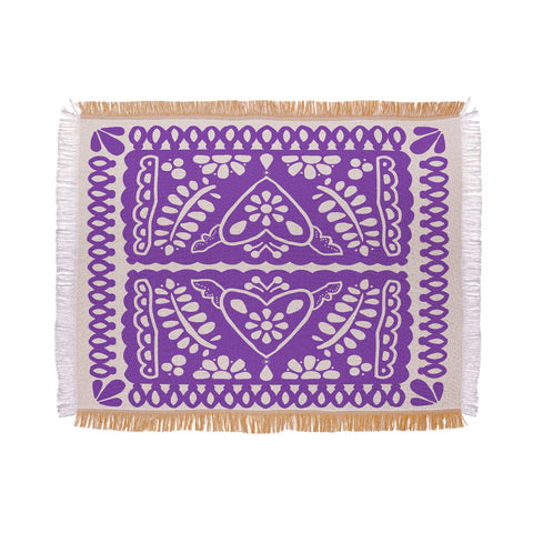 Natalie Baca Fiesta de Corazon in Purple Throw Blanket