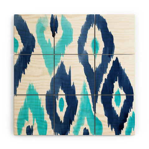 Natalie Baca Malibu Blue Ikat Wood Wall Mural