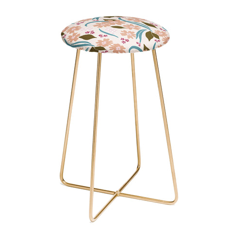Natalie Baca March Flowers Peach Counter Stool