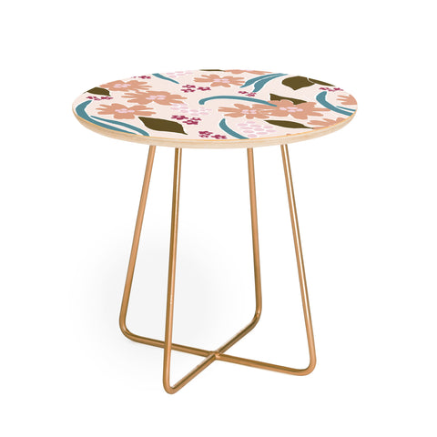 Natalie Baca March Flowers Peach Round Side Table