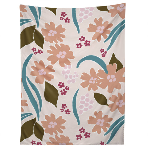 Natalie Baca March Flowers Peach Tapestry