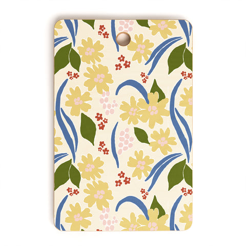 Natalie Baca March Flowers Yellow Cutting Board Rectangle