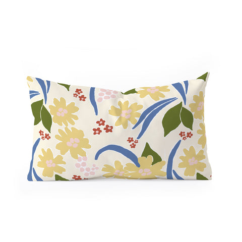 Natalie Baca March Flowers Yellow Oblong Throw Pillow