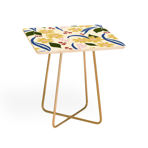 Natalie Baca March Flowers Yellow Side Table