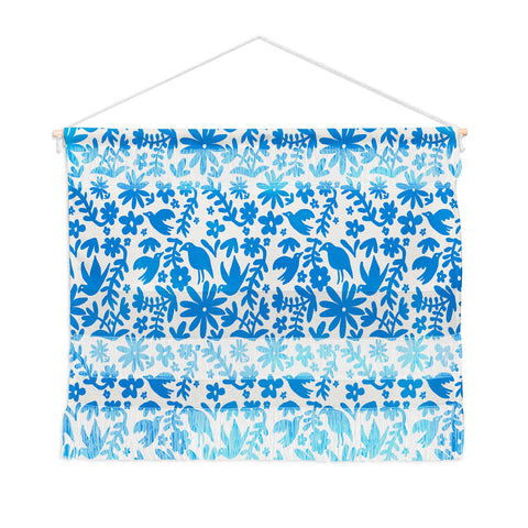 Natalie Baca Otomi Party Blue Wall Hanging Landscape