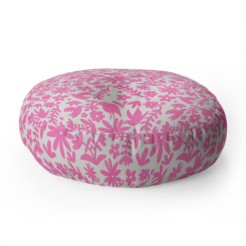 Natalie Baca Otomi Party Pink Floor Pillow Round