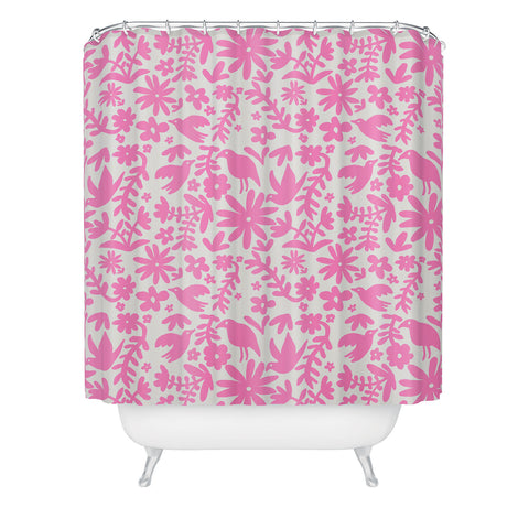 Natalie Baca Otomi Party Pink Shower Curtain