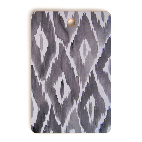 Natalie Baca Painterly Ikat in Black Cutting Board Rectangle