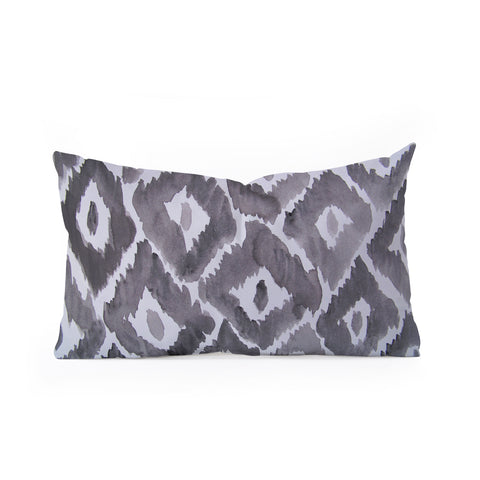 Natalie Baca Painterly Ikat in Black Oblong Throw Pillow