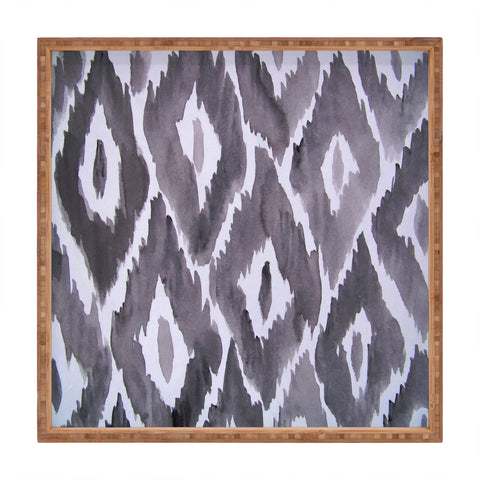 Natalie Baca Painterly Ikat in Black Square Tray
