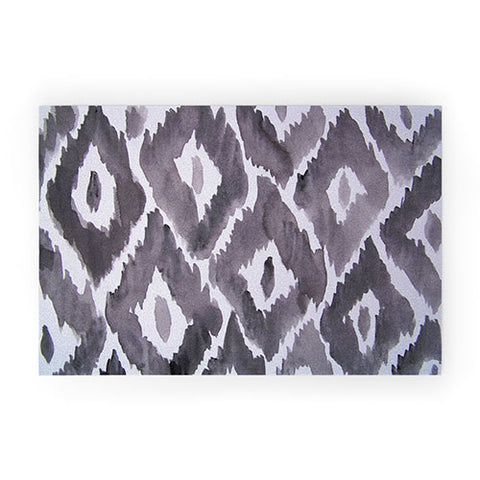Natalie Baca Painterly Ikat in Black Welcome Mat