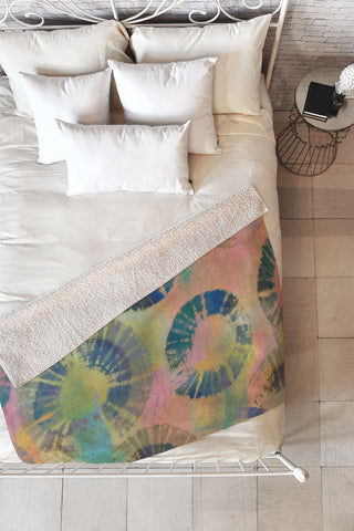 Natalie Baca Painterly Tie Dye Circles Fleece Throw Blanket
