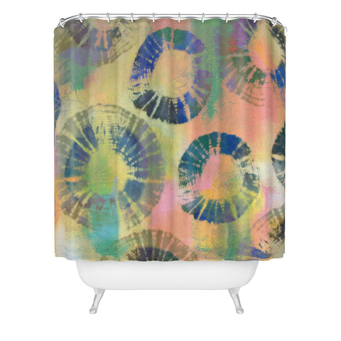 Natalie Baca Painterly Tie Dye Circles Shower Curtain