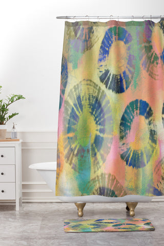 Natalie Baca Painterly Tie Dye Circles Shower Curtain And Mat