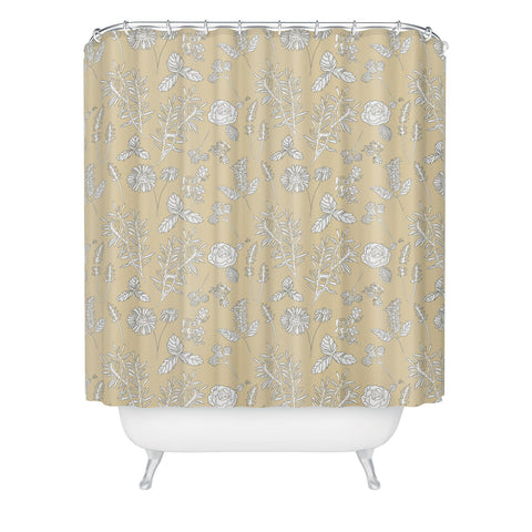 Natalie Baca Plant Therapy Butter Yellow Shower Curtain