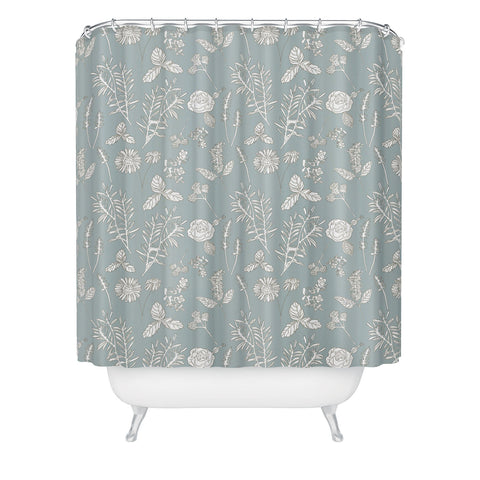 Natalie Baca Plant Therapy Pond Blue Shower Curtain