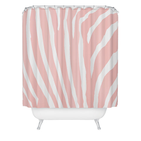 Natalie Baca Zebra Stripes Rose Quartz Shower Curtain