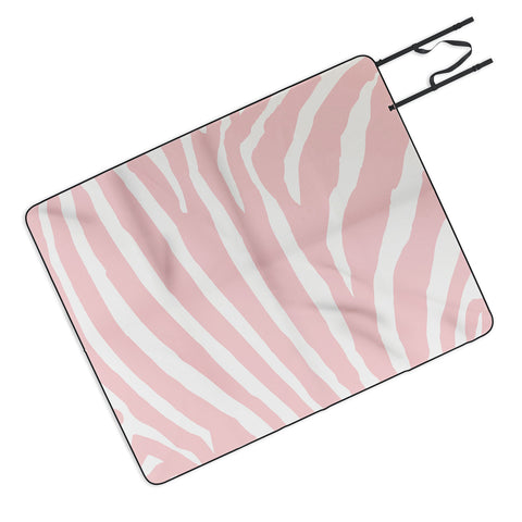 Natalie Baca Zebra Stripes Rose Quartz Picnic Blanket