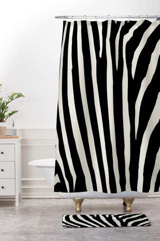 Natalie Baca Zebra Stripes Shower Curtain And Mat