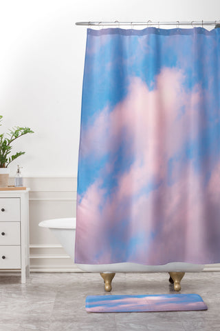Nature Magick Cotton Candy Clouds Pink Shower Curtain And Mat