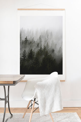 Nature Magick Foggy Fir Forest Fantasy Art Print And Hanger