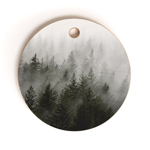 Nature Magick Foggy Fir Forest Fantasy Cutting Board Round