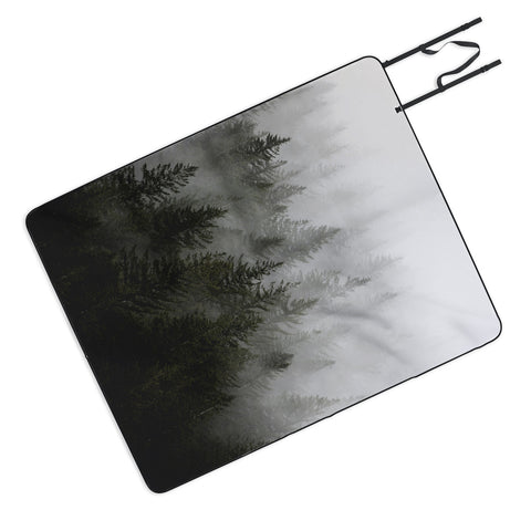 Nature Magick Foggy Fir Forest Fantasy Picnic Blanket