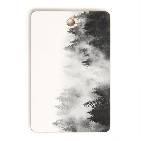 Nature Magick Foggy Trees Black and White Cutting Board Rectangle