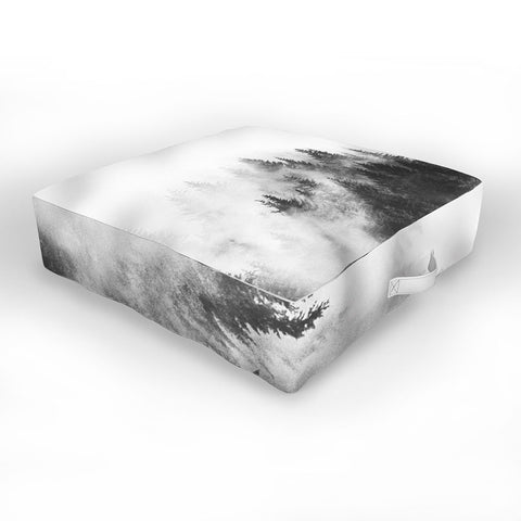 Nature Magick Foggy Trees Black and White Outdoor Floor Cushion